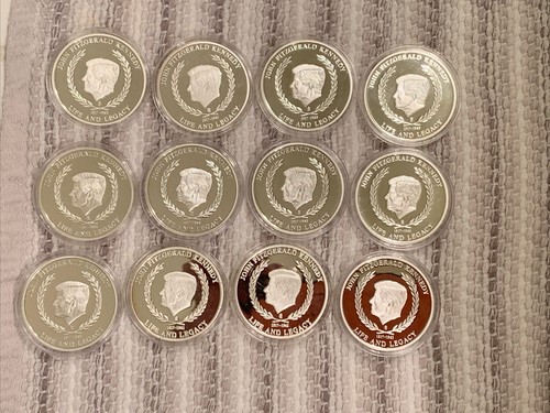 Life & Legacy John F Kennedy 2007 Silver Plated Commemorative 12 Coins Medals - Picture 2 of 2