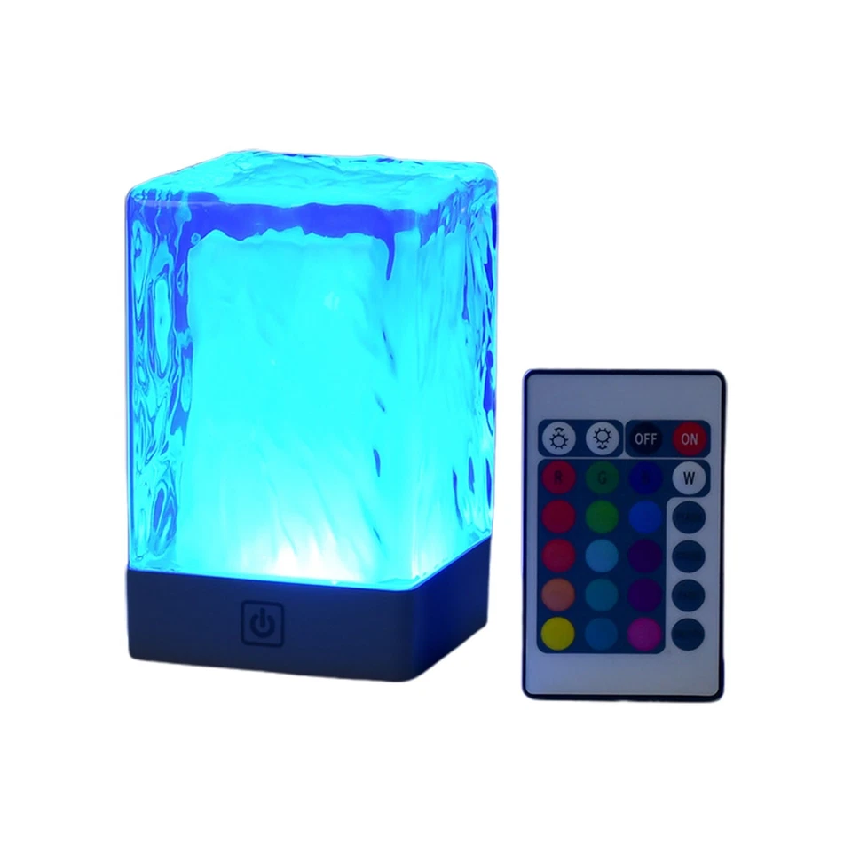 Многоцветная пара стеклянных кубиков льда сенсорный диммер настольные лампы прикроватные светильники  - Изображение 3 из 4