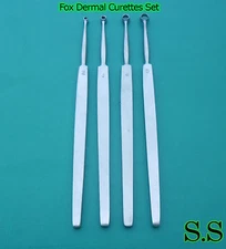 Fox Dermal Curettes 2mm+3mm+4mm+5mm Surgical Dermatology Instruments