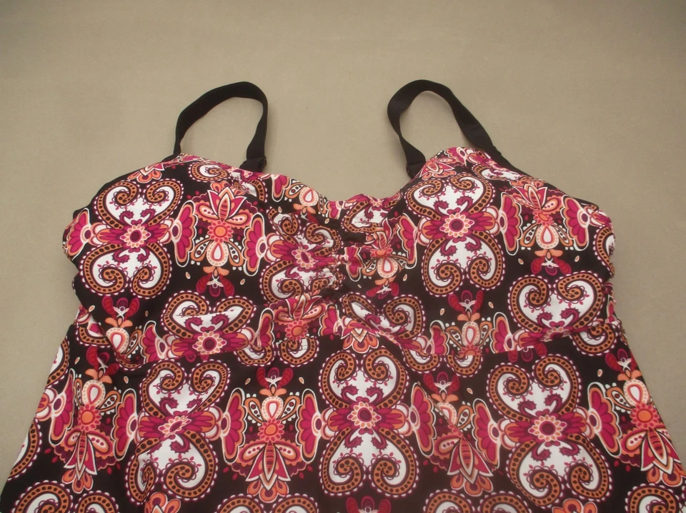 MERONA Size 24W Womens Paisley Lined Underwire Pull On Quick Dry Tankini 10G - Image 2 of 4