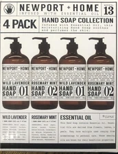 4 Bottles, Newport + Home Hand Soap, 2 Rosemary Mint, 2 Wild Lavender 16oz