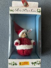 Steiff Roly Poly Santa Red - White Blond Mohair Ornament 12cm Ean 037894 2003