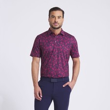 PUMA CLOUDSPUN CARMELA FLORAL GOLF POLO - DEEP NAVY / RUBY SHIMMER SIZE LG NWT