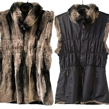 Linda Richards Luxury Rabbit Fur Sweater Vest M Reversible Ski Winter Resort