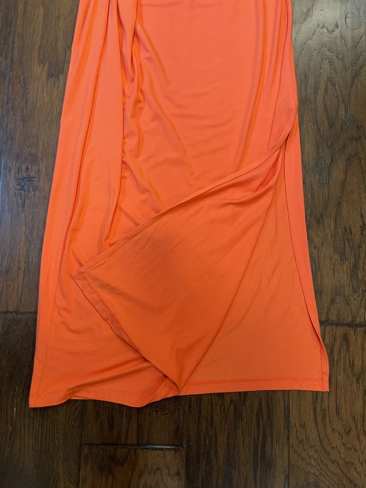 Seraphine Maxi Dress Maternity Sz 6 Sleeveless Ruched Side Slit Made in Portugal - Image 3 of 4