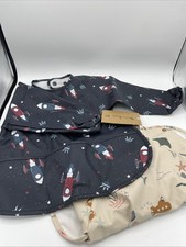 Children's Feeding Apron Set w/ Pocket, Long Sleeve Waterproof Baby Bib Gown