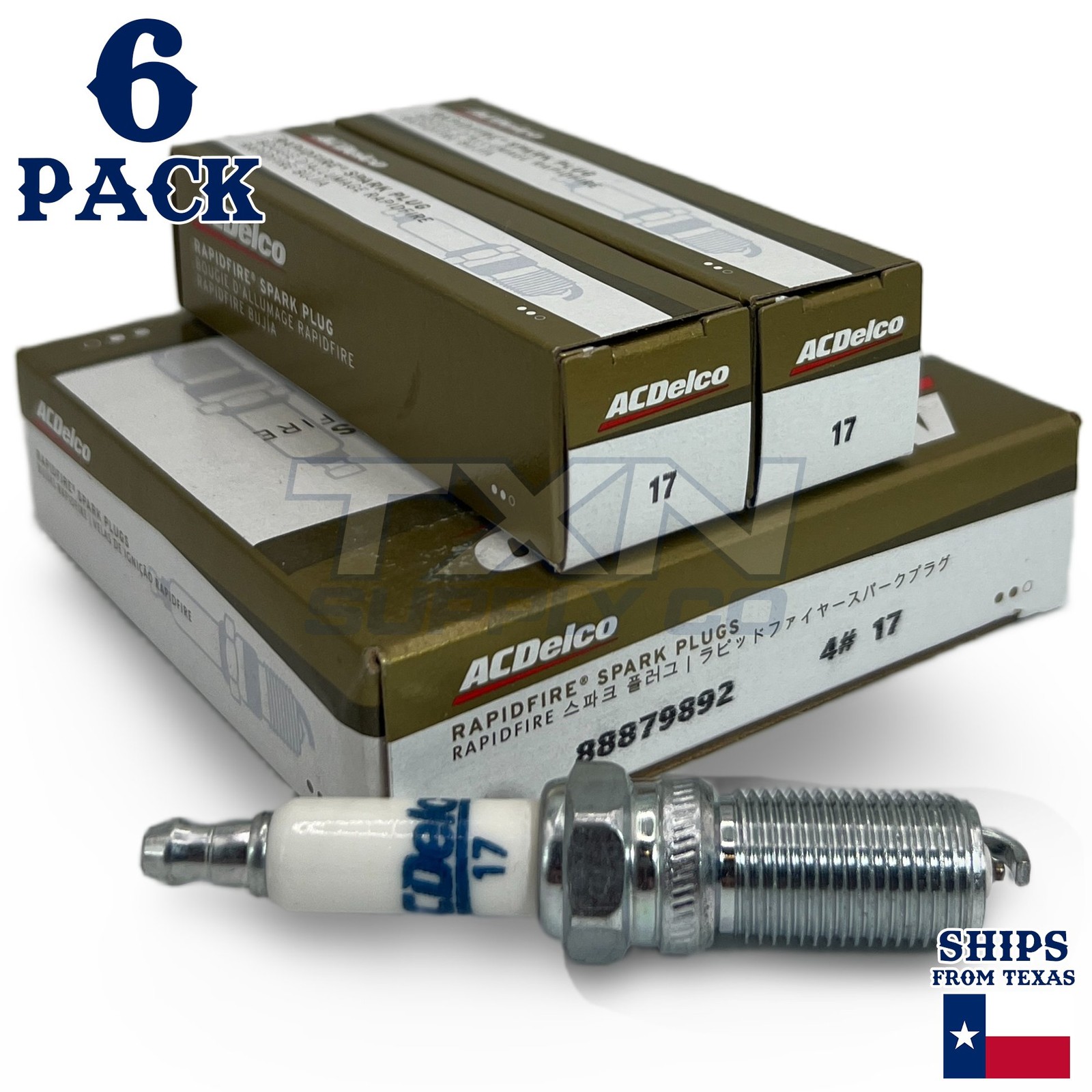 6 Pack GM ACDelco #17 RAPIDFIRE Platinum Spark Plugs