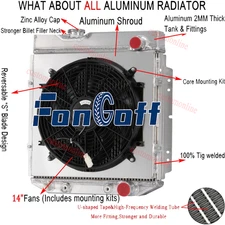 4 Row Radiator Shroud Fan For 1960-65 Ford Falcon Ranchero Mercury 65 66 Mustang