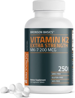 Bronson Vitamin K2 MK-7 200Mcg, Extra Strength, Non-GMO, Vegetarian Tablets