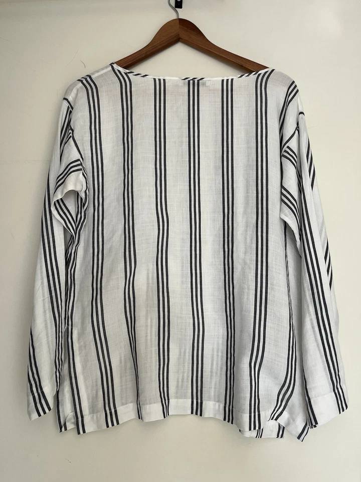 LEE MATHEWS Size 2 AU 10 Blouse Striped Long Sleeve Designer - image 2 of 3