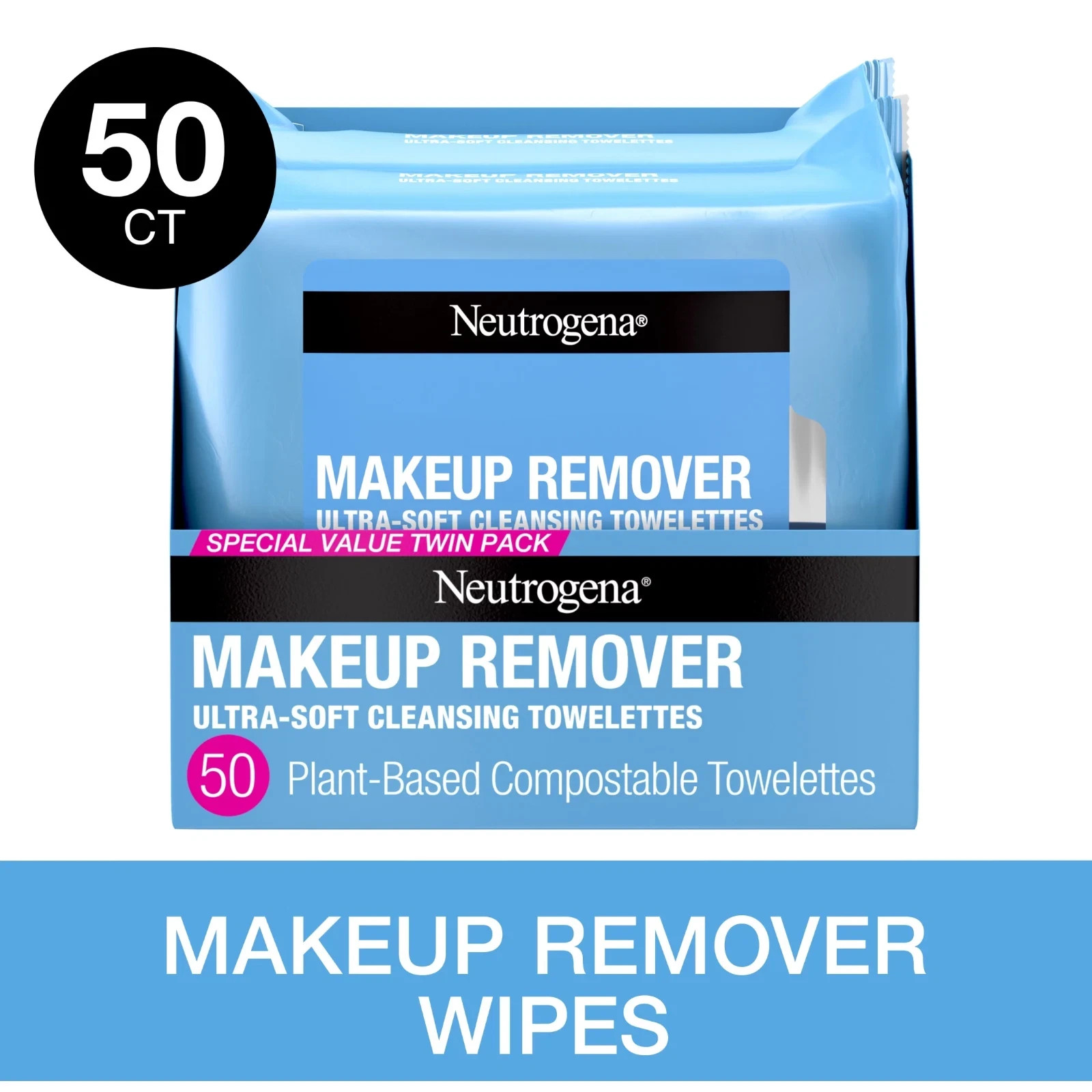 Neutrogena Cleansing Fragrance Free Makeup Remover Face Wipes PACK OF 2 (100 CT)