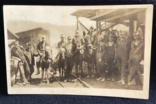 RPPC Real photo Mining Hats Miners In Uniform Men In Overalls - Postcard Vintage