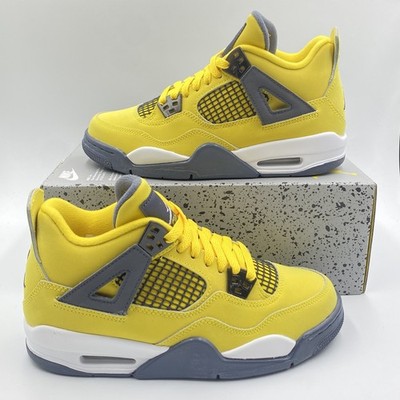Air Jordan 4 Retro Lightning gelb schwarz Turnschuhe Größe UK 4,5 GS neu mit Etikett Damen
