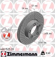 2X Bremsscheibe Zimmermann 460.1525.20 2 Bremsscheiben FüR Porsche