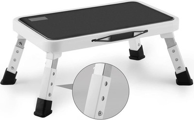 Folding Step Stool Height-Adjustable Step Stool W/ Non-Slip Platform Step Ladder