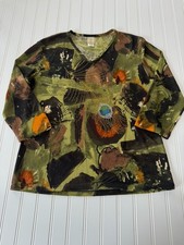 Jess & Jane Women’s Top – Size Medium – Peacock Feather Design – Made in USA