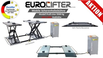 Eurolifter Mobile Kurzhub Scheren Hebebühne Profi-Line 3500Kg  1,20m Hubhöhe