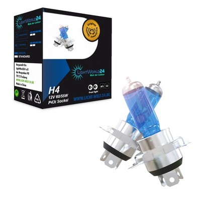 H4 6000K 60/55W Xenon Look Effekt Optik Halogen Birnen Lampen P43t Super White