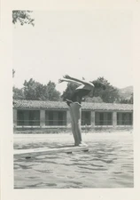 Pretty Woman Swimsuit Diving Board Warner Springs Pool Vintage Photo 1940s