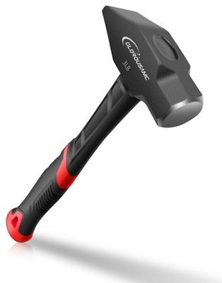 Blacksmith Hammer, 3 lb Cross Pein Hammer with Shock Absorbing and Wedge