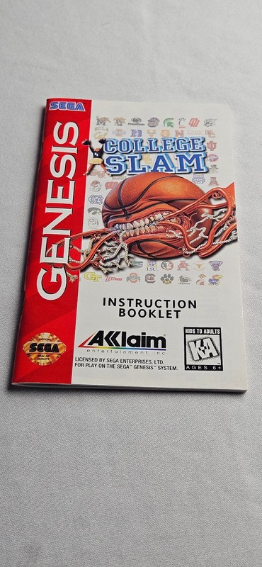 College Slam (Sega Genesis, 1996) Replacement Instruction Manual Only *No Game