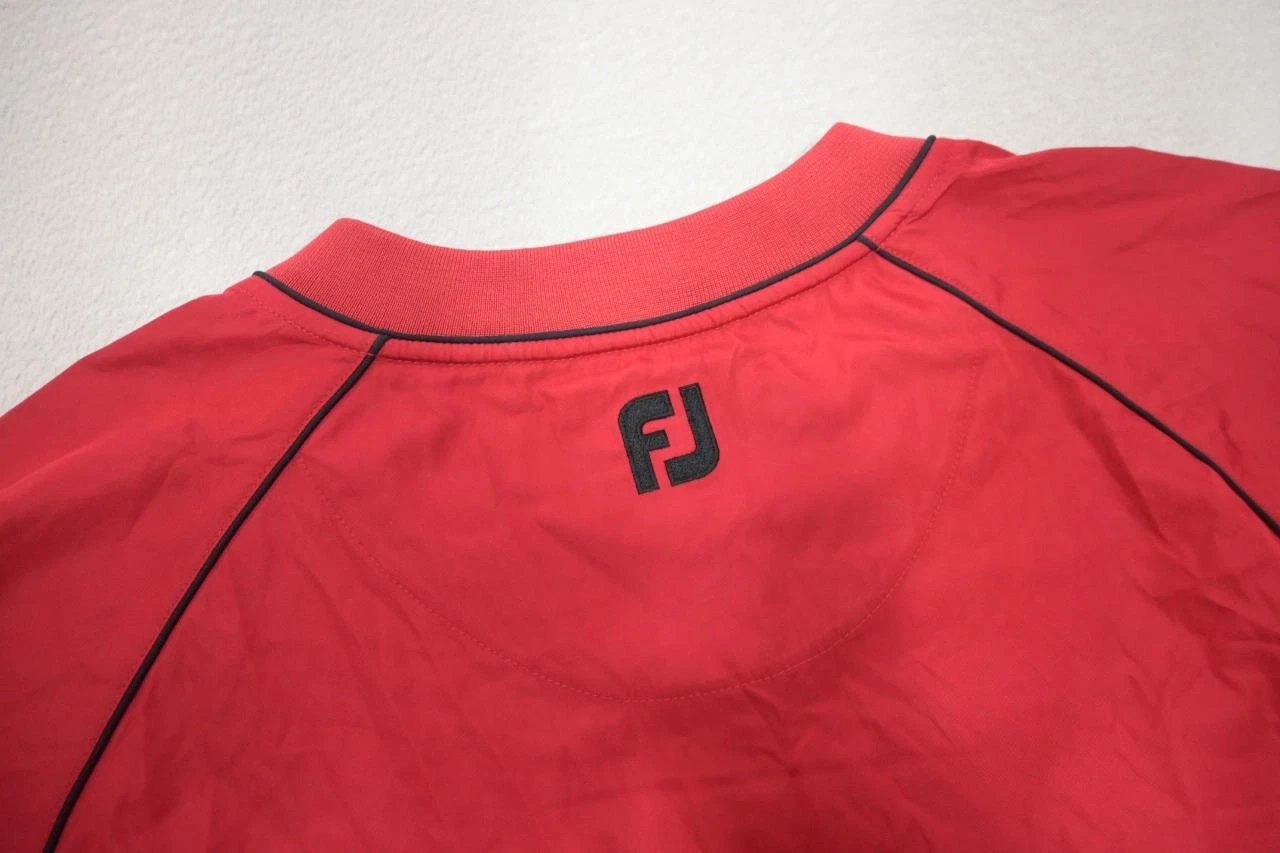 FootJoy V Neck Golf Jacket Red Windbreaker Athletic Short Sleev Mens Size Large