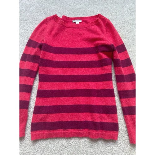 Garnet Hill 100% Cashmere Sweater Pink Purple Stripe Size PS - Picture 3 of 8