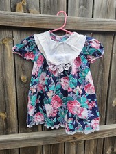 VTG 80s/90s girl 4T Easter dress COTTAGECORE PRAIRIE Floral Lace fairy peterpan