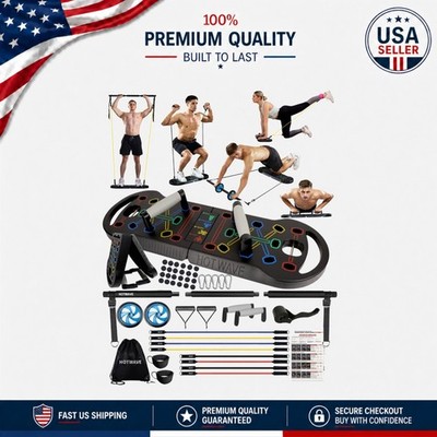 Portable Push Up Board with Resistance Bands - Ideal for Home Training