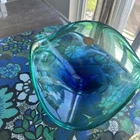 Mid-Century Modern Murano art glass bowl featuring a distinctive freeform