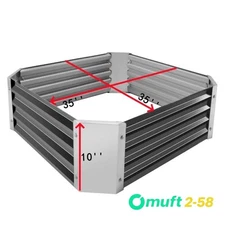 35" x 35" x 10" Plant Flower Vegetable Galvanized Raised Garden Bed Planter Box