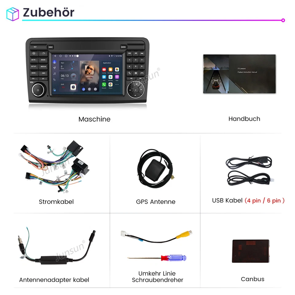 Für Mercedes Benz ML/GL Klasse W164 X164 32G Carplay Android14 Autoradio GPS Nav - Bild 3 von 4