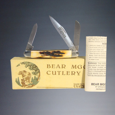 BEAR MGC CUTLERY 518 INDIA STAG BONE STOCKMAN FOLDING KNIFE USA MADE NEW IN BOX