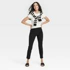 A New Day Womens High-Rise Slim Fit Ankle Pants Black Trousers Size 8