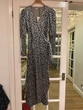 Glamorous Silver Grey & Black velour leopard print maxi wrap dress size 12  BNWT
