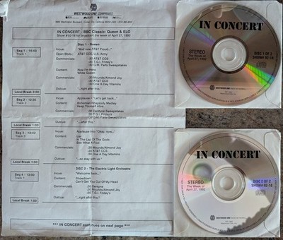 Queen & ELO Westwood One In Concert 2 cd live radio show 4/27/92 #92-18