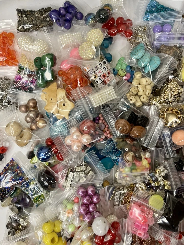 50 Bags Assorted Beads Charms Pendants Jewelry Making Lot Variety Grab Bag Mix - Image 3 of 4