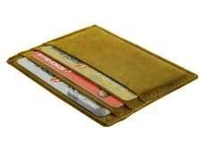 Brown Genuine Leather Men's Flat Wallet Front Pocket 6 Credit Card ID Holder