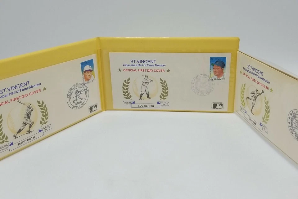 1992 St. Vincent Hall of Fame Legends - First Day Covers - RUTH - GEHRIG - COBB - Image 3 of 4