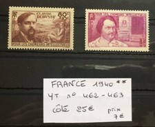 Timbres FRANCE 1940 YT n°462-463 NEUF ** MNH