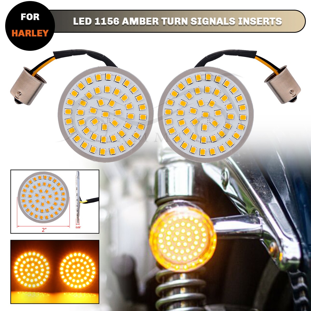 2 Inch Turn Signals For Harley - 81 LEDs Smoke Lens Cover Fit Touring, Sportster, Dyna 1986-2024 - View #9