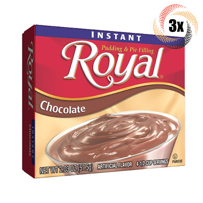 3x Packs Royal Chocolate Instant Pudding Filling | 4 Servings Per Pack | 2.03oz