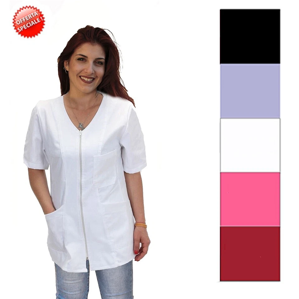 Camici da lavoro Donna,casacca Parrucchiera Estetista Alimentari Maestra asilo