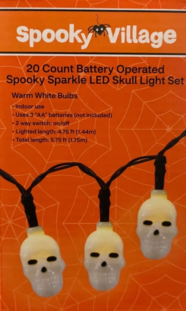 Springfield Spook Light 20 Spooky Village Battery Operated Spooky Sparkle LED Skull Lights ...