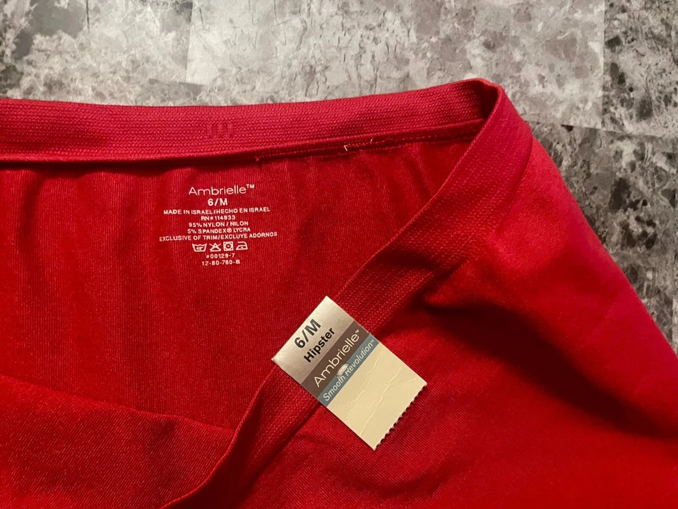 НОВЫЙ С ЯРЛЫКАМИ AMBRIELLE M КРАСНЫЙ БЕСШОВНЫЙ ЭЛАСТИЧНОЙ НЕЙЛОНА СПАНДЕКС BOYSHORT ХИПСТЕР ТРУСИКИ - Изображение 2 из 4