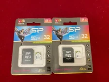 LOT of 2 - SP Silicon Power High Speed 32GB MicroSDHC Card Adapter Elite 85MB/s