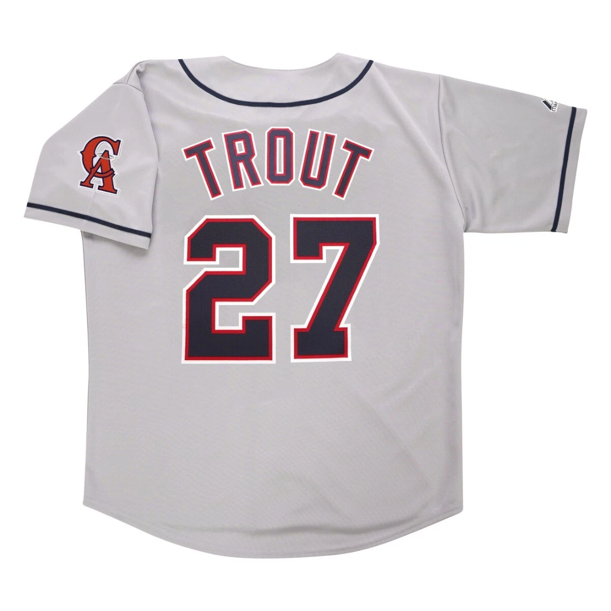 Mike Trout California Angels Grey Road Men's Throwback Jersey w/ Team Patch