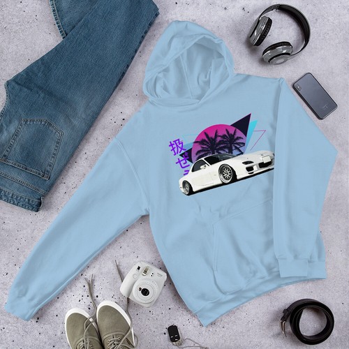 Vaporwave Aesthetic RX7 JDM Legend Car Tuning Drift Racing Unisex Hoodie - 第 2/8 張圖片