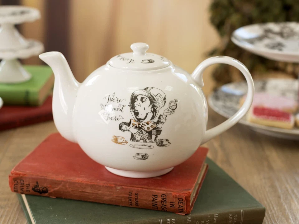 Théière Alice au Pays des Merveilles Porcelaine Fine Blanc 11L 6 tasses Boite... - Photo 2/4