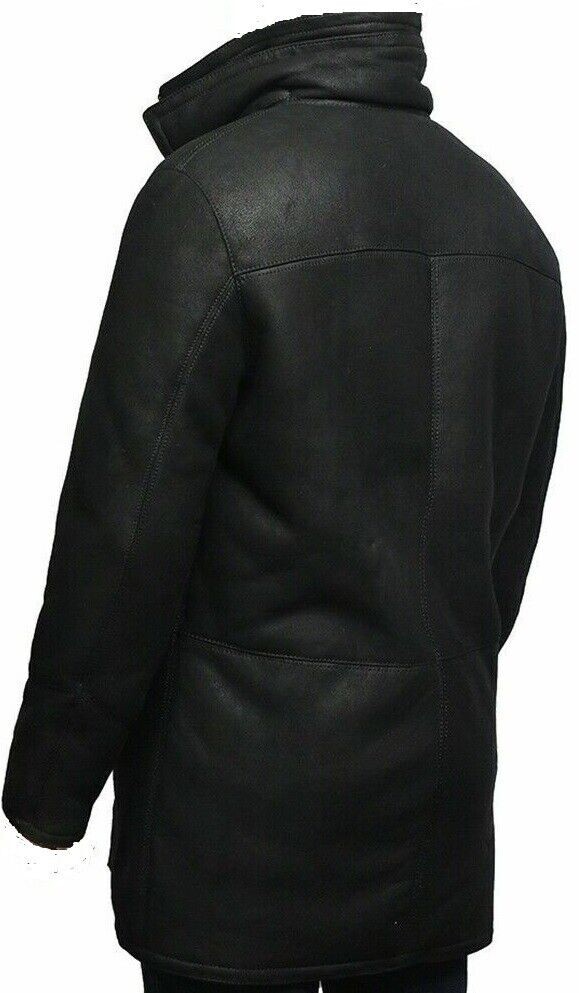 Men's Shearling Sheepskin Leather Cat Fur Warm Duffle Trench Coat eBay